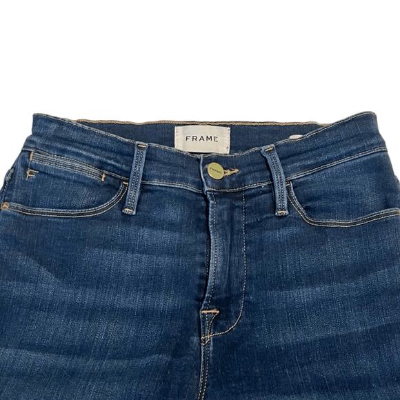 FRAME Le High Straight Leg High Rise Cropped Jeans Cobbert Rips Sz 26 - Picture 4 of 11